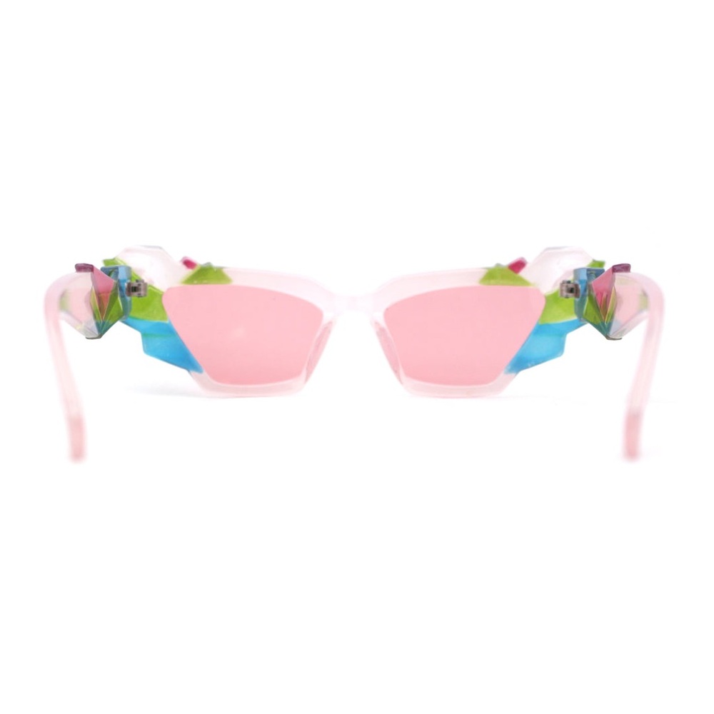 Women's Classy Elegant Modern Retro Cat Eye SUN GLASSES Unique Funky Green Frame - Picture 4 of 4